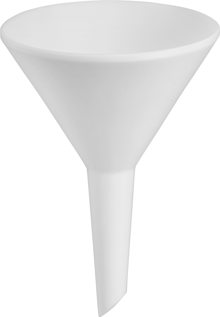 Aşındırıcı Kimyasallar için PTFE Plastik Huni, 1 FL. oz. Kapasite