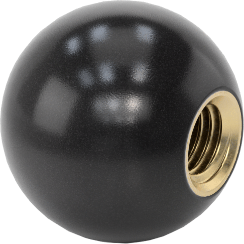 Siyah Fenolik Top Düğme, M12 x 1.75 mm Dişli Delik ile, 35 mm Baş Çapı