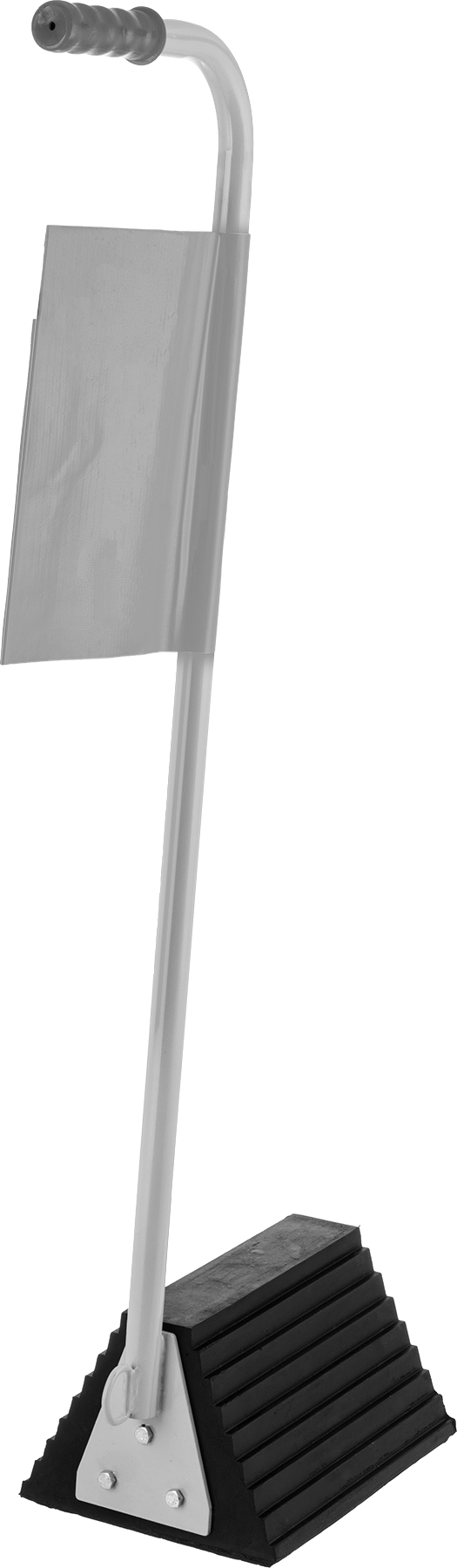 Uzatılmış Saplı Tekerlek Takozu, Kauçuk, Turuncu Bayrak — OSHA Compliant 29 CFR 1910.178, OSHA Standard, 10,000 lb., 1