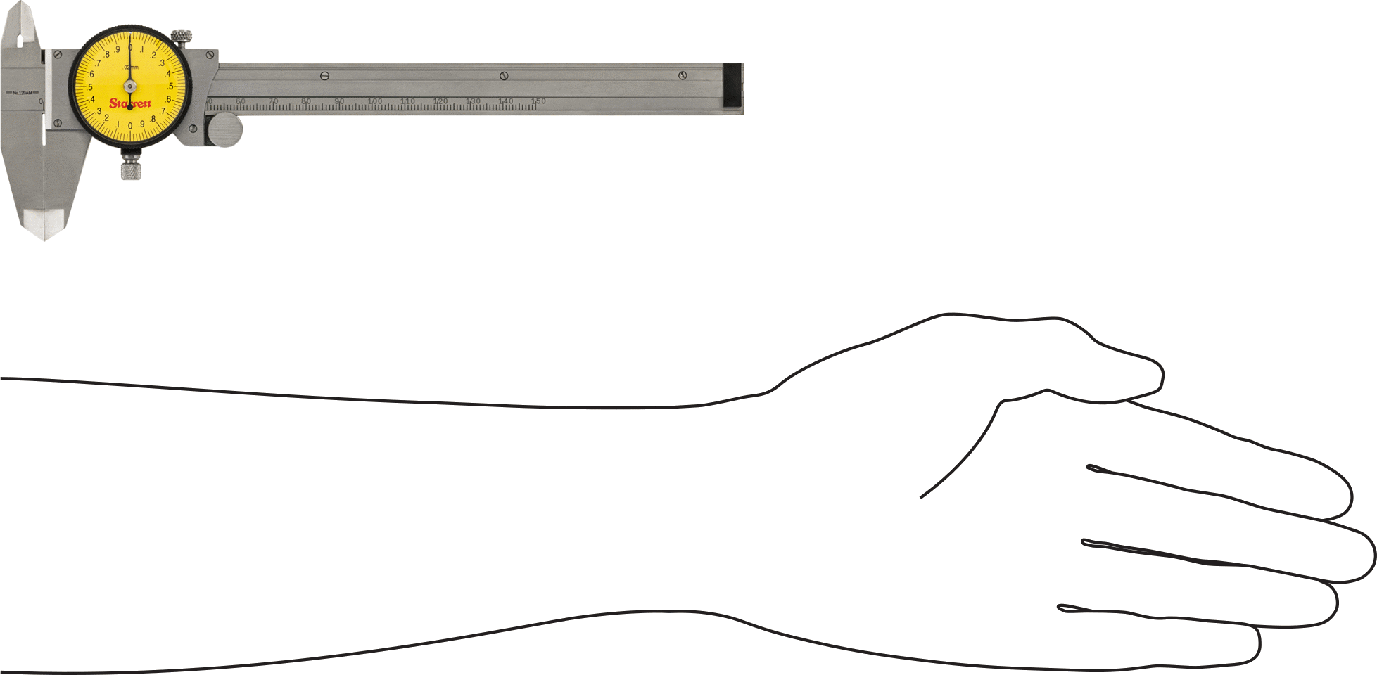 Starrett Kumpas, NIST Sertifikalı Kadran, 120AM-150 Numaralı, 0- 150mm