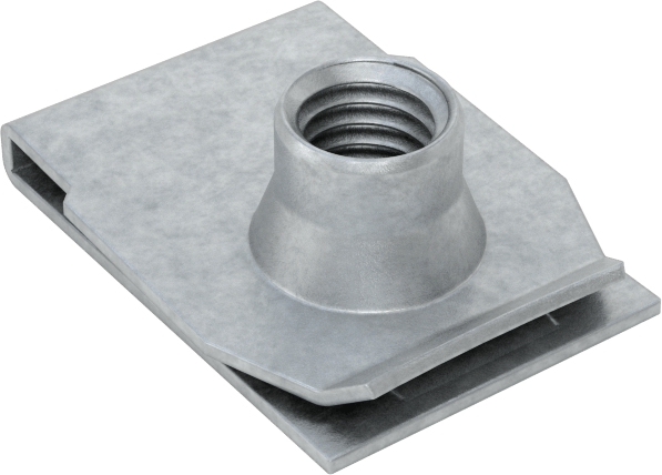 Çelik Güçlü Kavrama Klipsli Namlu Somunları, Çinko Kaplamalı, M5 x 0.8 mm Diş, 11.5 mm Delik Merkezi - Kenar Mesafesi