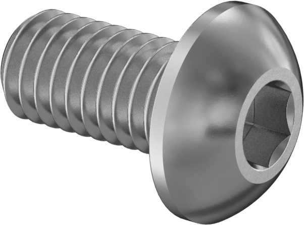 Sol Dişli Düğme Başlı Vidalar, M3 x 0.50 mm Diş, 6 mm Uzunluk