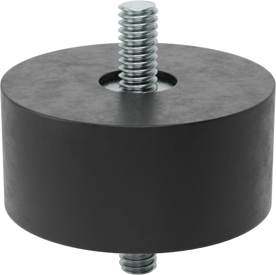 Sorbothane Titreşim Sönümleyici Sandviç Montaj, 1/4"-20 Dişli Çinko Kaplı Çelik Saplamalı, 40 lbs. Kapasite