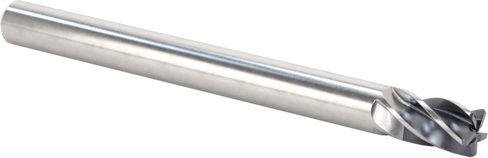Hızlı Kesim Karbür Yuvarlak Kenarlı Kare Uçlu Freze, 5 Oluklu, 1/8" Freze Çapı, 3/16" Uzunlukta Kesim, 0.01 inç Kesme Yarıçapı