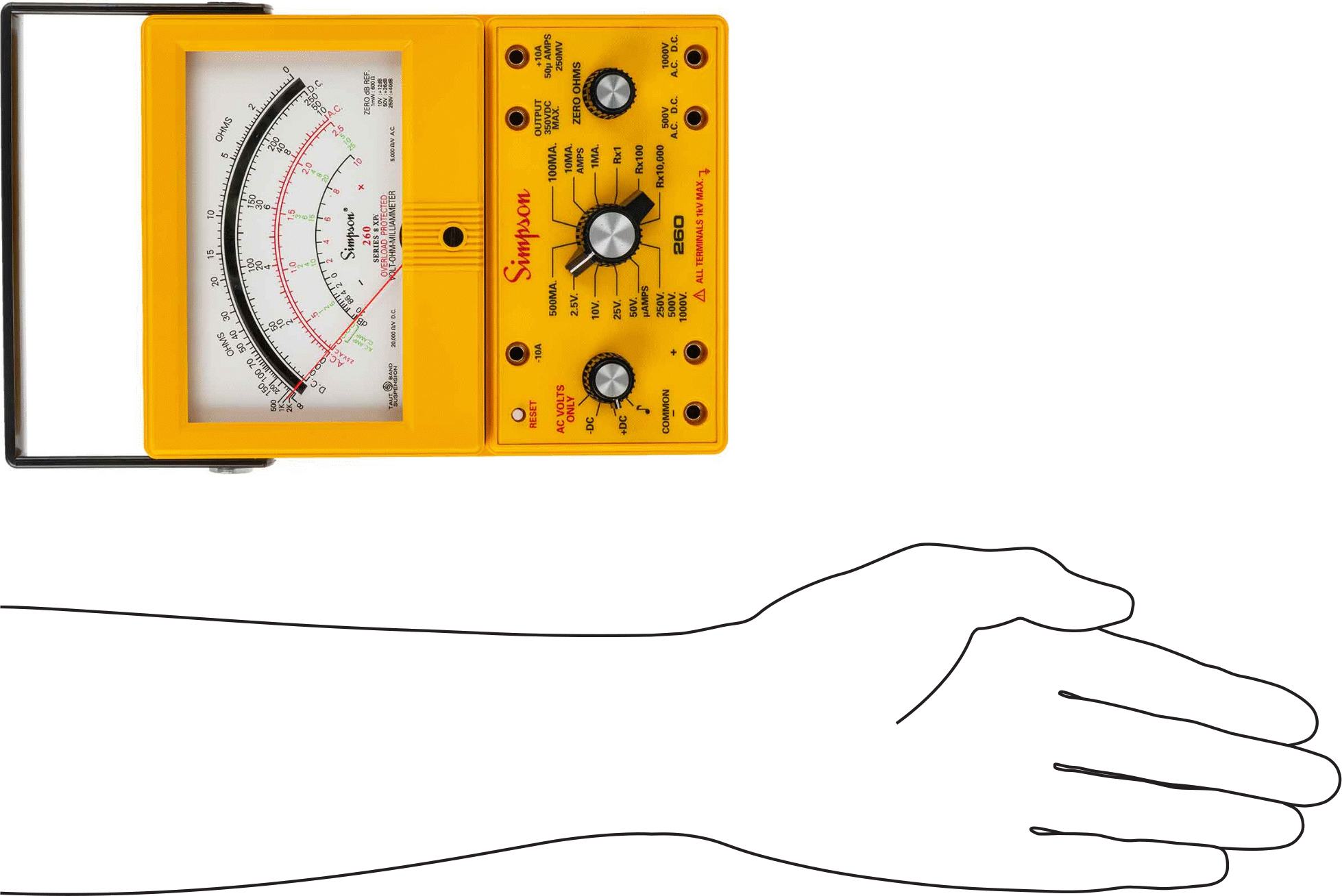 Simpson Analog Multimetre, Aşırı Yük Korumalı, 5.2" Diyagonal Ekran Boyutu