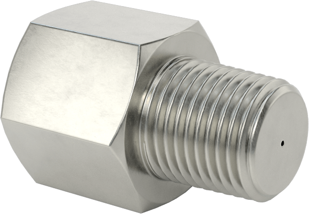 303 Paslanmaz Çelik Gövdeli Dişli Delikli Vana, Adaptör, 1/8 NPT Erkek x Dişi, 0.018 inç Delik Çapı