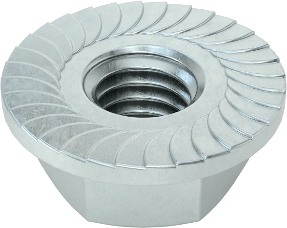 Çinko Kaplı Yüksek Mukavemetli Çelik Tırtıklı Flanşlı Somun, Sınıf 10, M5 x 0.8 mm Diş Boyutu