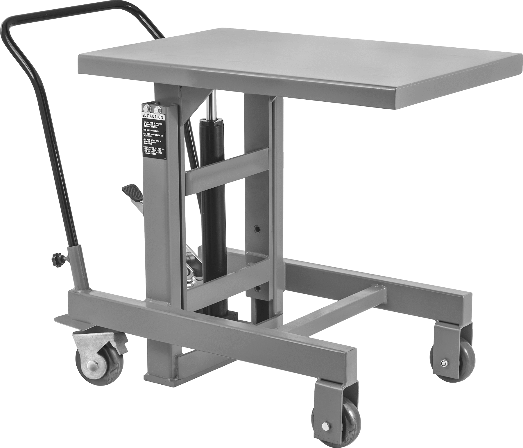 Ayakla Çalıştırılan Yuvarlanan Kaldırma Masası, Dar Alanlar için, 2000 lb. Kapasite, 24" ila 36" Yükseklik