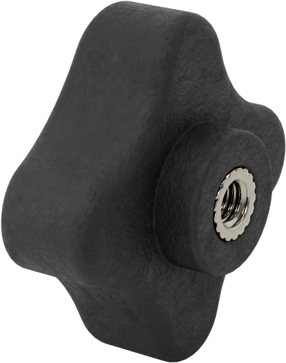 Rahat Tutuşlu Dişli Delikli Düğmeler, 10-32 Diş x 1/2" Derinlikte Delik, 1-3/8" Çap Başlık