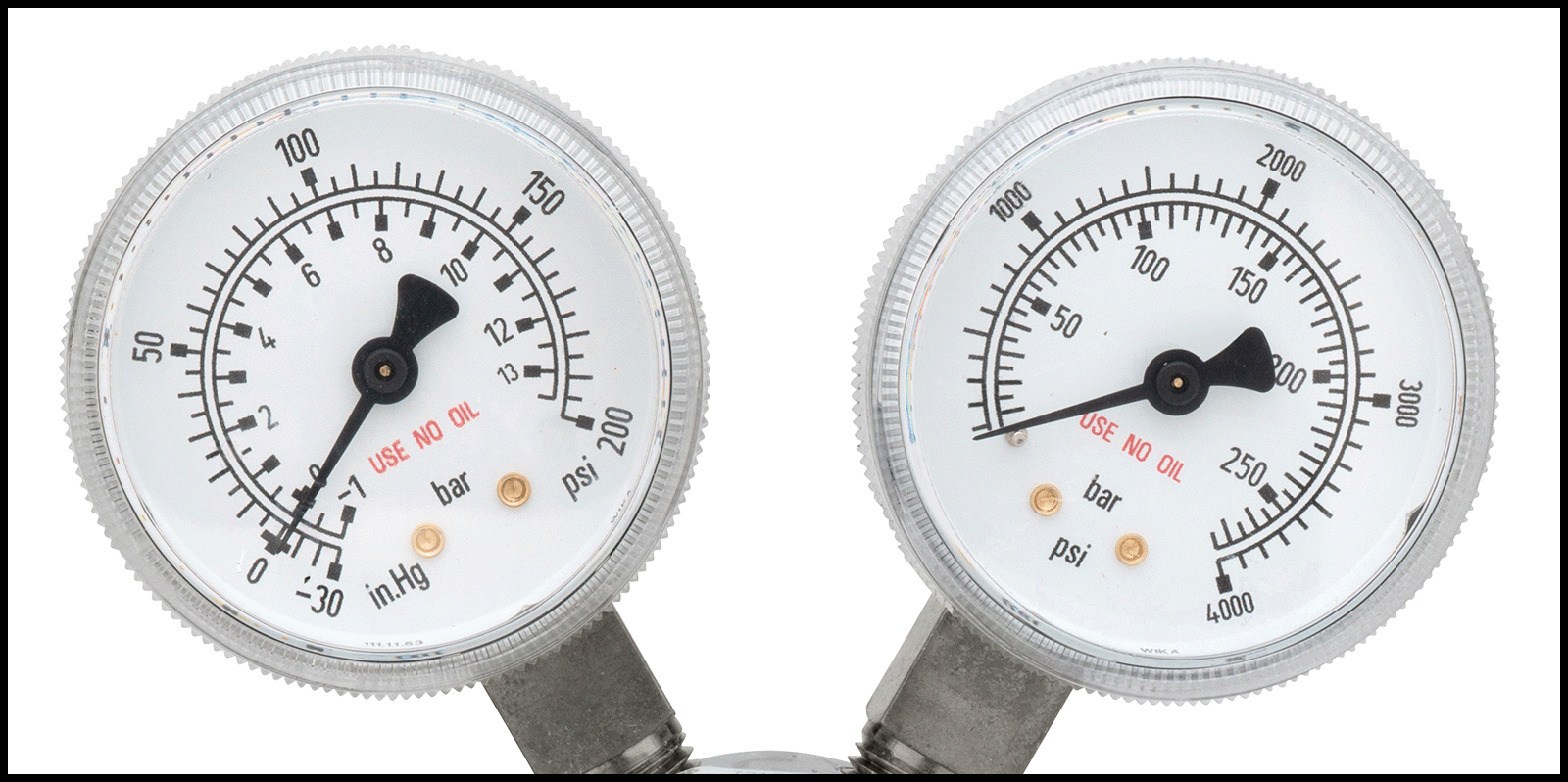 Yüksek Saflıkta Tank Montajlı Basınç Düzenleme Vanası, CGA 320 Dişi Giriş, Krom Kaplama Gövde, 2 Kademeli, 0-125 PSI