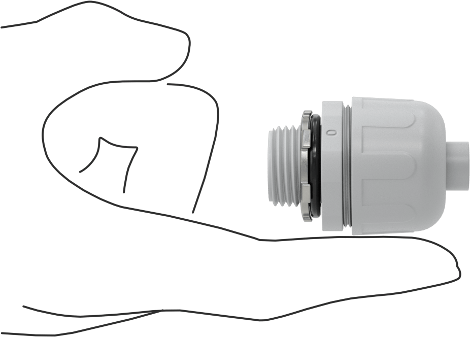 Sıvı Geçirmez Esnek Plastik Kanal Adaptörü, Düz, 3/8 Geçmeli Dişi x 1/2 NPT Erkek, Gri