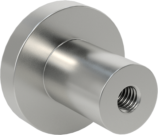 Dişli Delikli Montaj Çekme Düğmesi, Pürüzsüz Tutamak, 20 mm Çap x 4 mm Yüksekliğinde Başlık