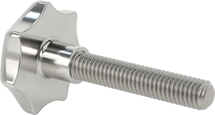 303 Paslanmaz Çelik Yedi Kollu Topuz, 3/8"-16 Dişli 1-15/16" Uzunluğunda Saplamalı