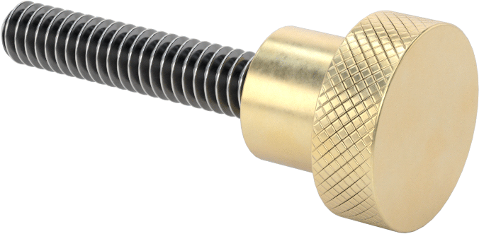 Pirinç Topuz, 1/4"-20 Dişli, 1-1/4" Uzunluğunda Saplama, 3/4" Baş Çapı — 1⁄4"-20, 1 1⁄4", Pirinç