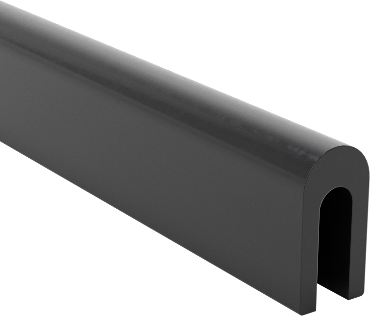 Neopren Kauçuk Kenar Çıtası, 1/8" Genişlik x 7/16" İç Yükseklik — 1⁄8", Siyah, 1⁄2"