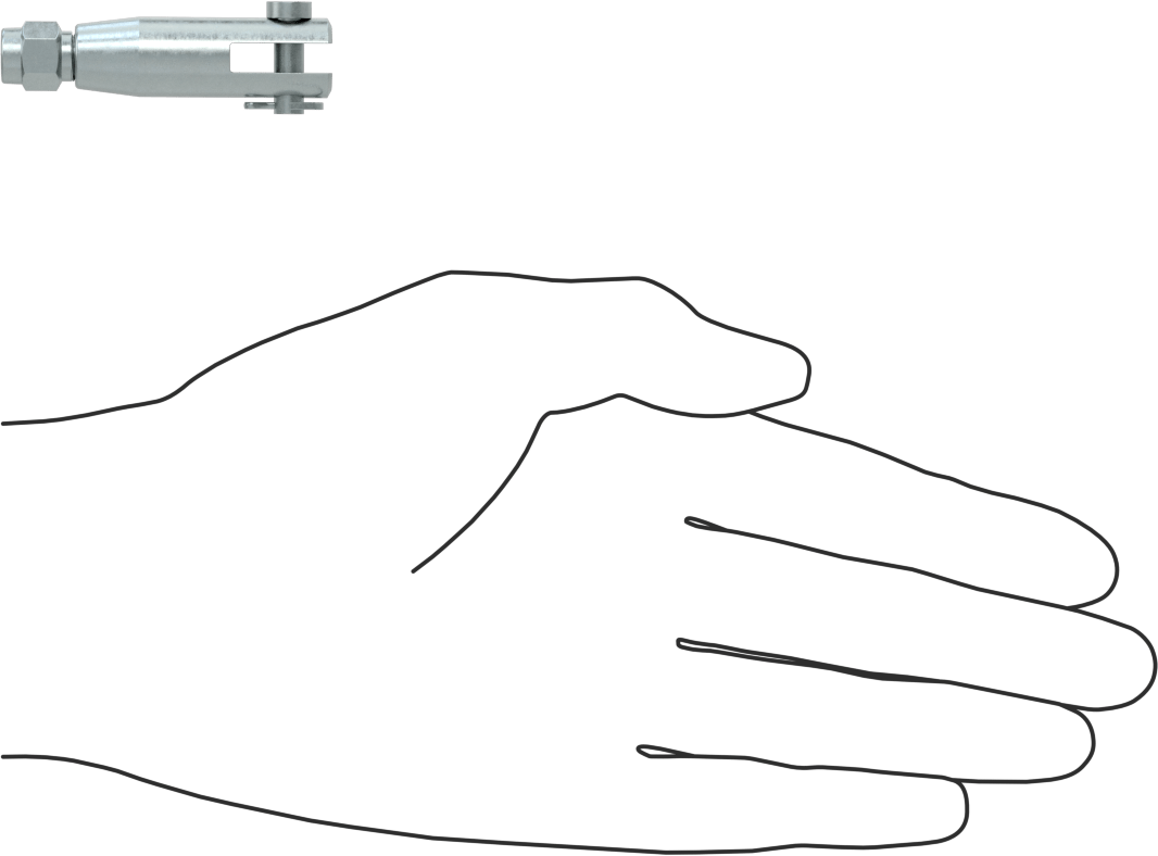 Kaldırma için Plug-Lock Tel Halat Bağlantı Parçası, Çinko Kaplı Çelik, Çatal Uç, 3/64" ila 1/16" Halat Çapı için