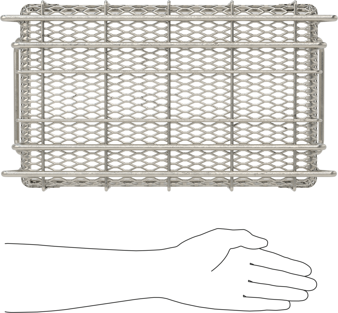 Paslanmaz Çelik Taşıma Sepeti, 16" Uzunluk, 10" Genişlik, 4.5 inç Yükseklik, 3/4" Uzunluğunda Alt Açıklıklı
