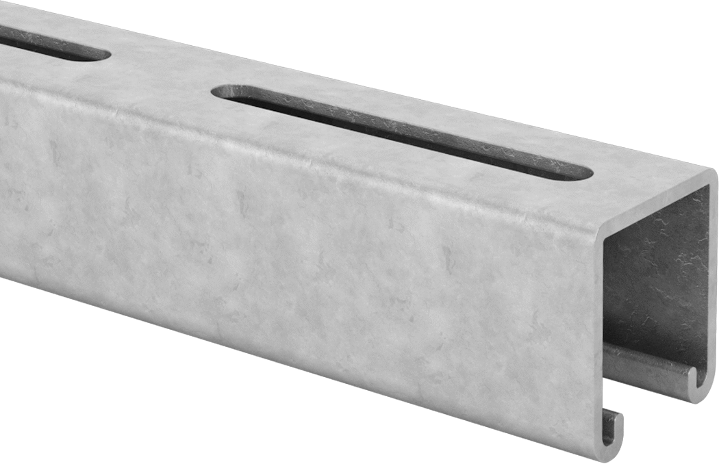 Destek Kanalı, 3" Uzunluk x 3/8" Genişlikte Oluklu Delikler, Galvanizli Çelik — Yivli Delik, Çelik, Standart