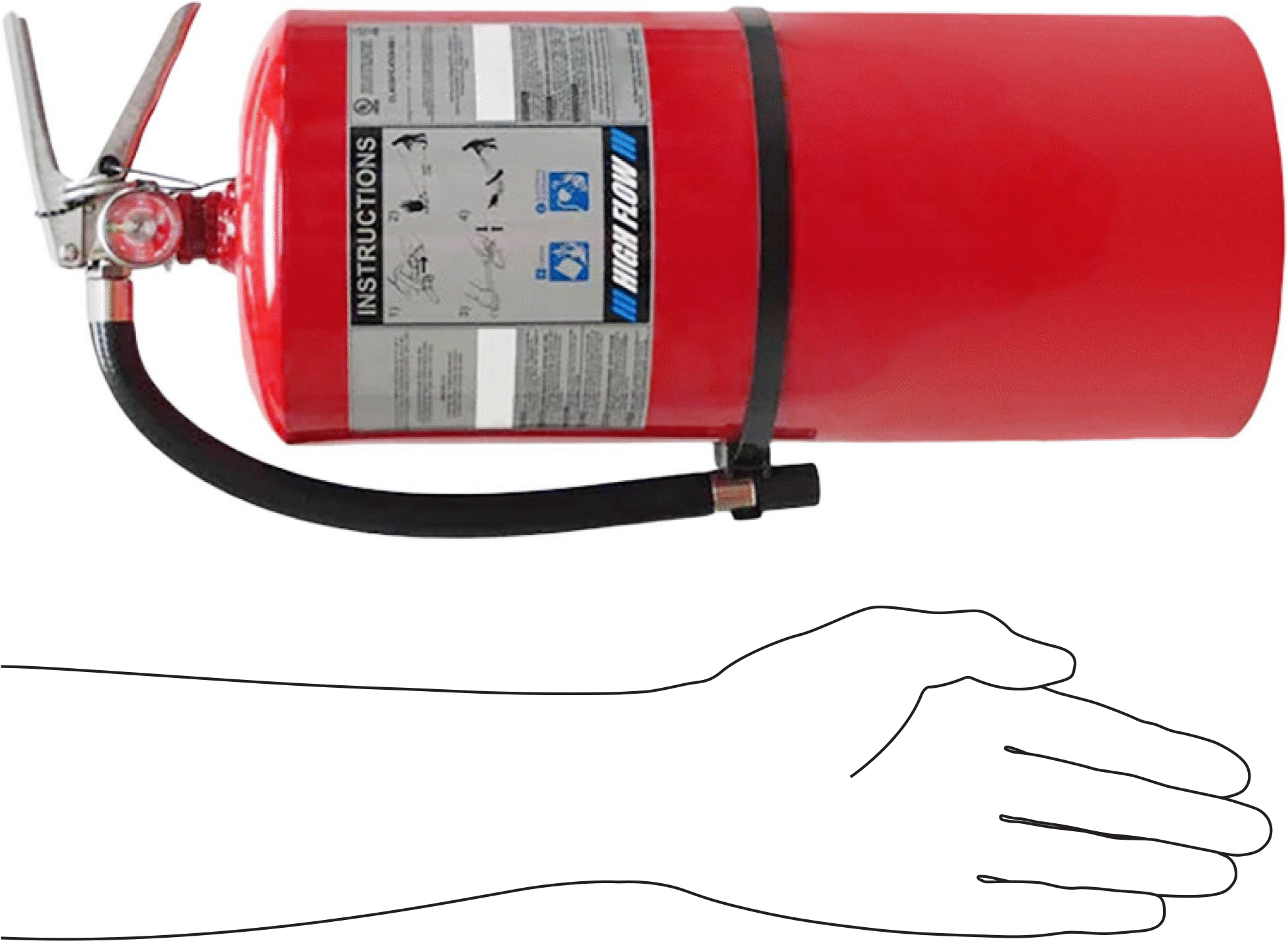 Sıvılar ve Gazlar için Yangın Söndürücü, Yüksek Akışlı, 10 lb. Kapasite, 20-B, C UL Sınıfı
