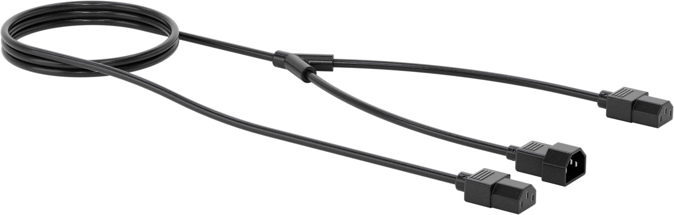 Elektronik Ekipman Kablo Ayırıcı, IEC C13 Priz x IEC C14 Fiş ve IEC C13 Priz, SVT, 6' Uzunluk — 6 ft., 10 A, 250V AC