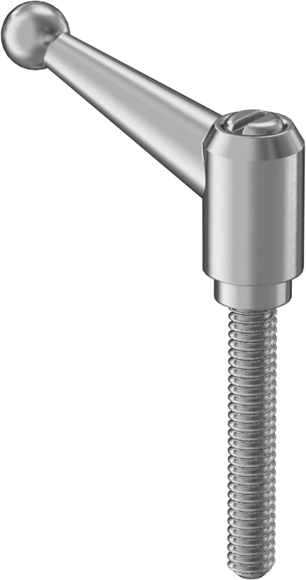 303 Paslanmaz Çelik Ayarlanabilir Tutamak, 1/4"-20 Diş Boyutu x 1-9/16" Uzunlukta Saplamalı, 1-5/16" Çıkıntı