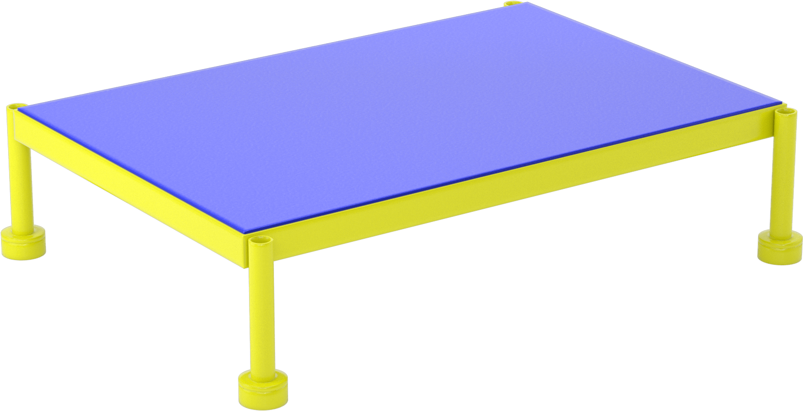 Yorgunluk Önleyici Çalışma Platformu, 9"-14" Yükseklik x 36" Genişlik x 24" Derinlik Toplam — 36", 9" ila 14", Mavi, Sarı