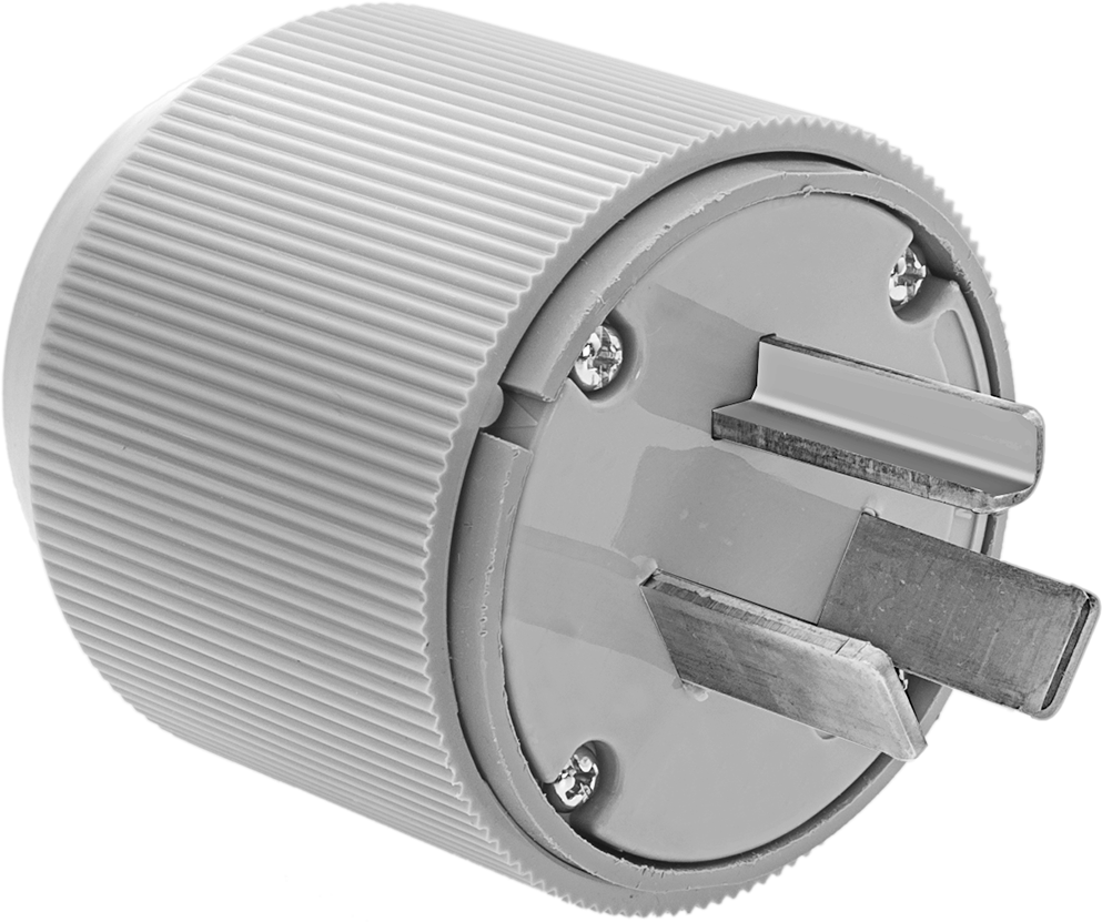 Düz Bıçaklı Konektör, Topraklanmamış Üç Uçlu Fiş, NEMA 10-30, Gri — 125V AC/250V AC, Erkek, 30A