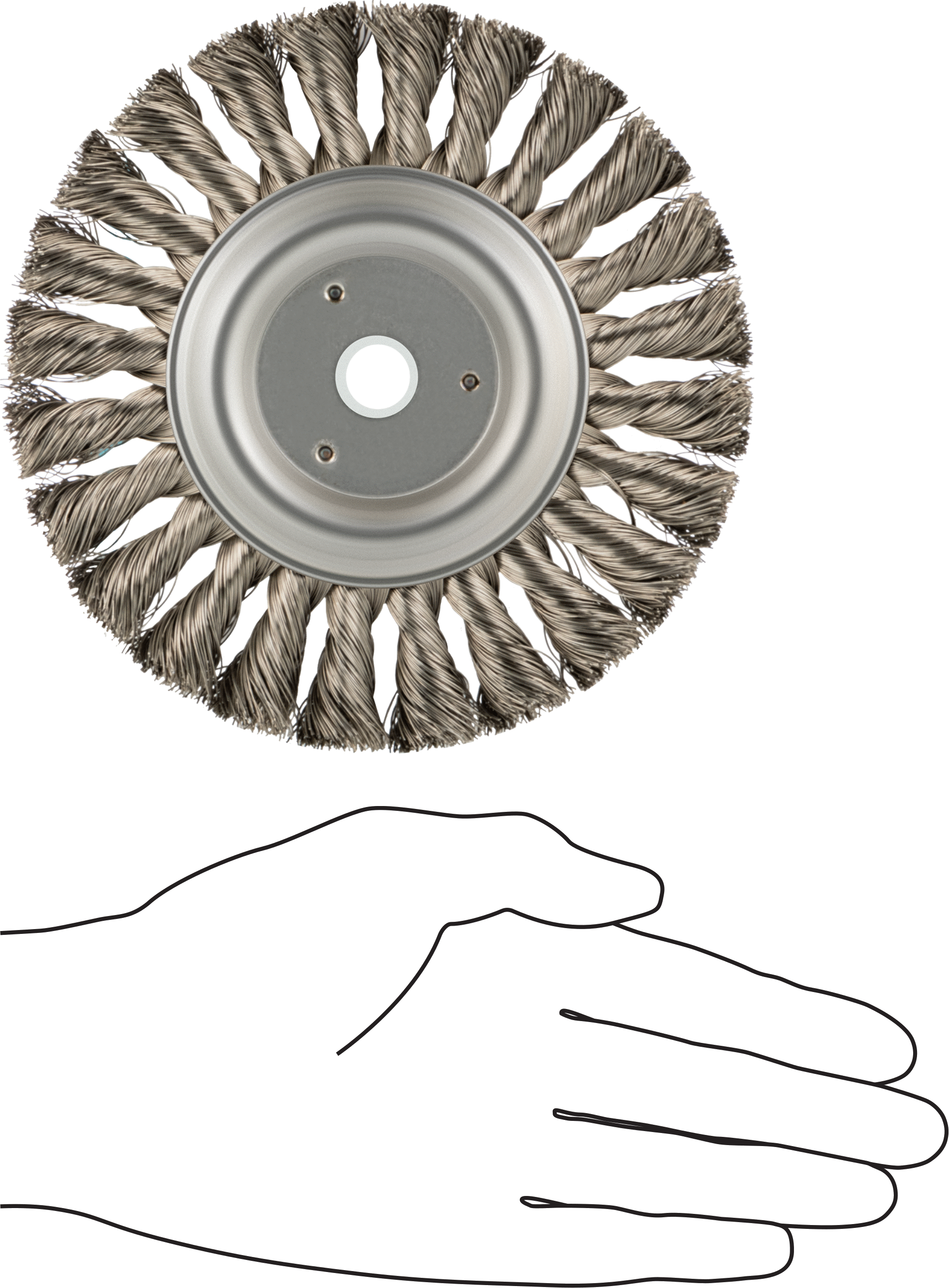Güçlü Temizleyici Paslanmaz Çelik Tekerlek Fırçası, CNC için, 6" Çap, 1/2" Kalınlıkta Fırça, 0.012 inç Çap Kıllar