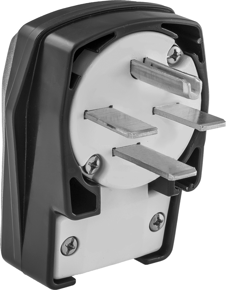 Premium Düz Bıçaklı Konektör, Dört Kanatlı Erkek 90 Derece Dirsek Fişi, NEMA 15-30 — 250V AC, Erkek, 30A