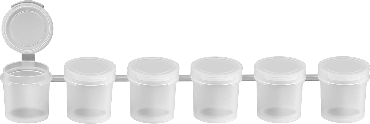 Bağlantılı Polipropilen Plastik Şişeler, 6 Şişe, 0.2 FL. oz. Kapasite, 1" Çap