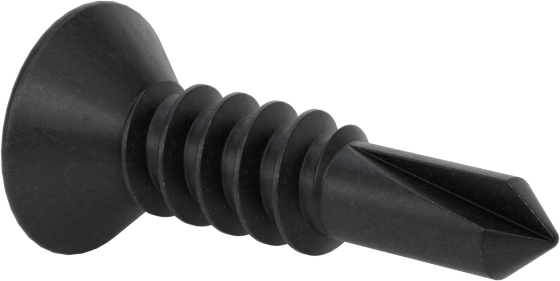 Metal için Oval Başlı Delme Vidaları, Siyah Oksit Çelik, 10 Numaralı Vida Boyutu, 3/4" Uzunluk