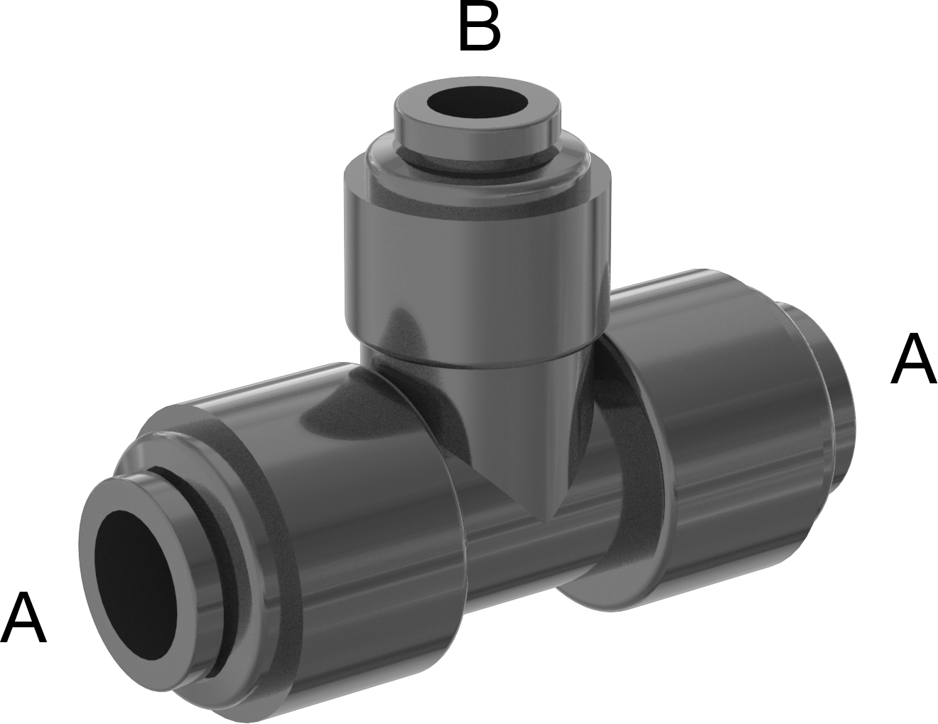 Kimyasallar için Bas-Bağlan Boru Bağlantı Parçası, PVDF Hat Üstü T Redüktör, 3/8" x 1/4" Dış Çaplı Boru için — 1⁄4", 3⁄8", T-Parçası, FEP…