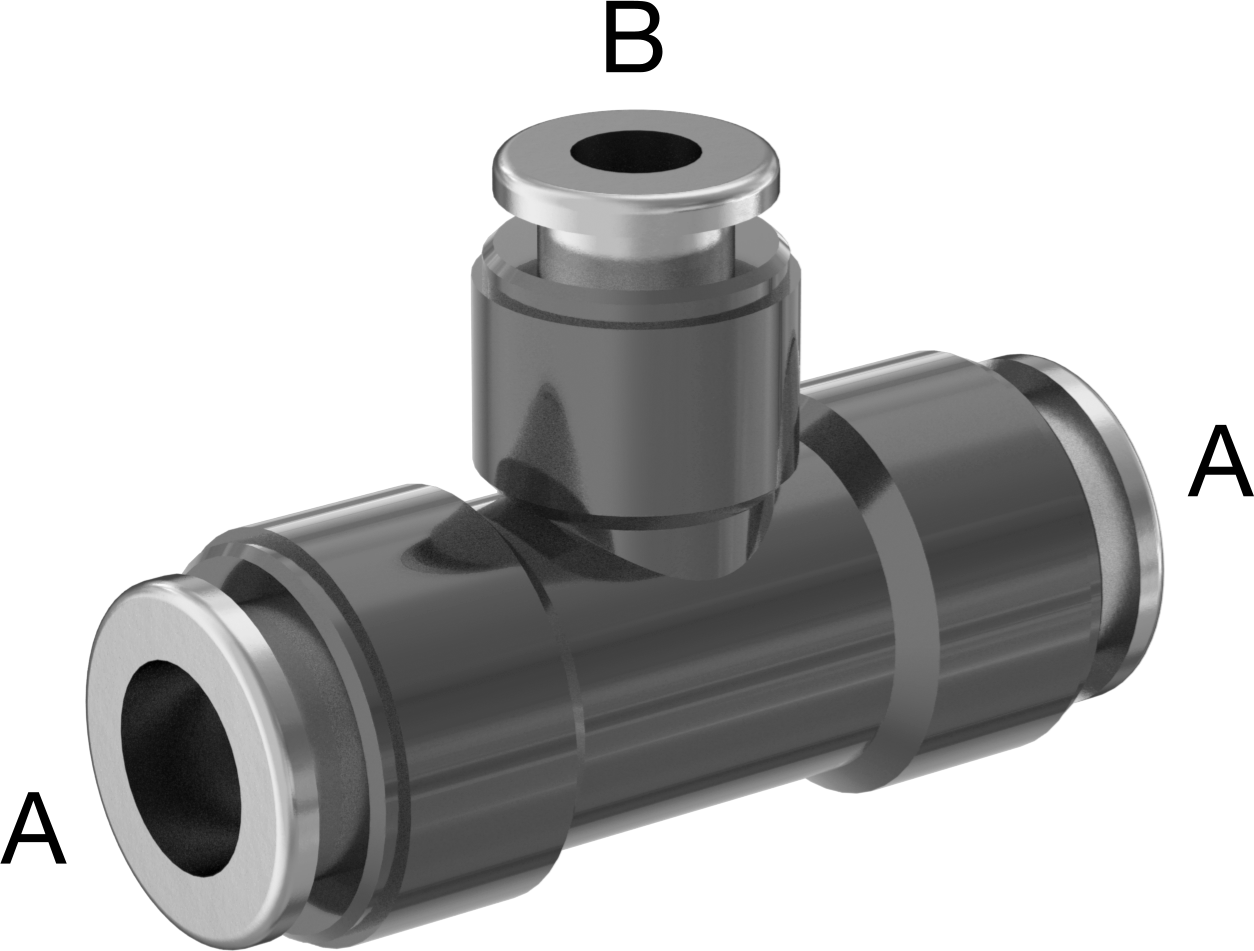 Bas-Bağlantı Elemanı, 10 mm x 6 mm Dış Çaplı Boru için Hat Üstü T Redüktör