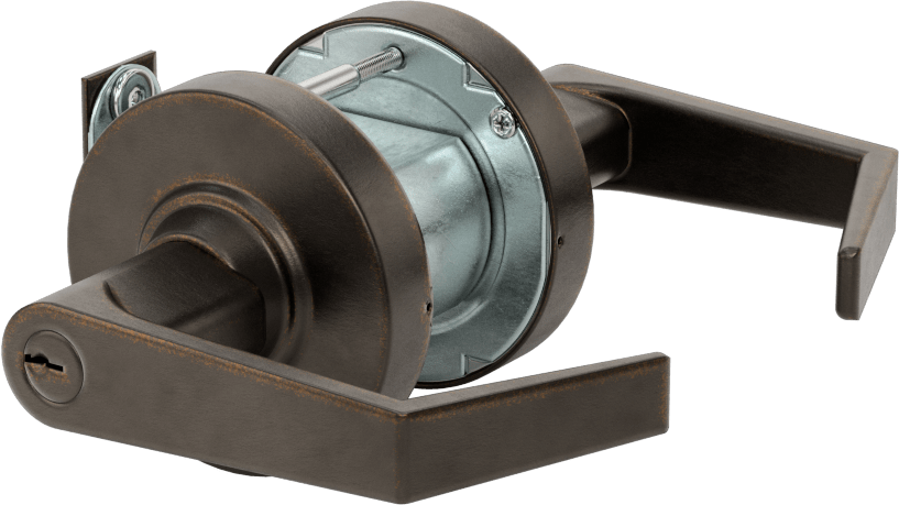 Schlage Alx Kapı Kolu, C Yiv, Kendinden Kilitlenen, Aynı Anahtarlı, 2-3/8" Boğaz Mesafesi, Bronz