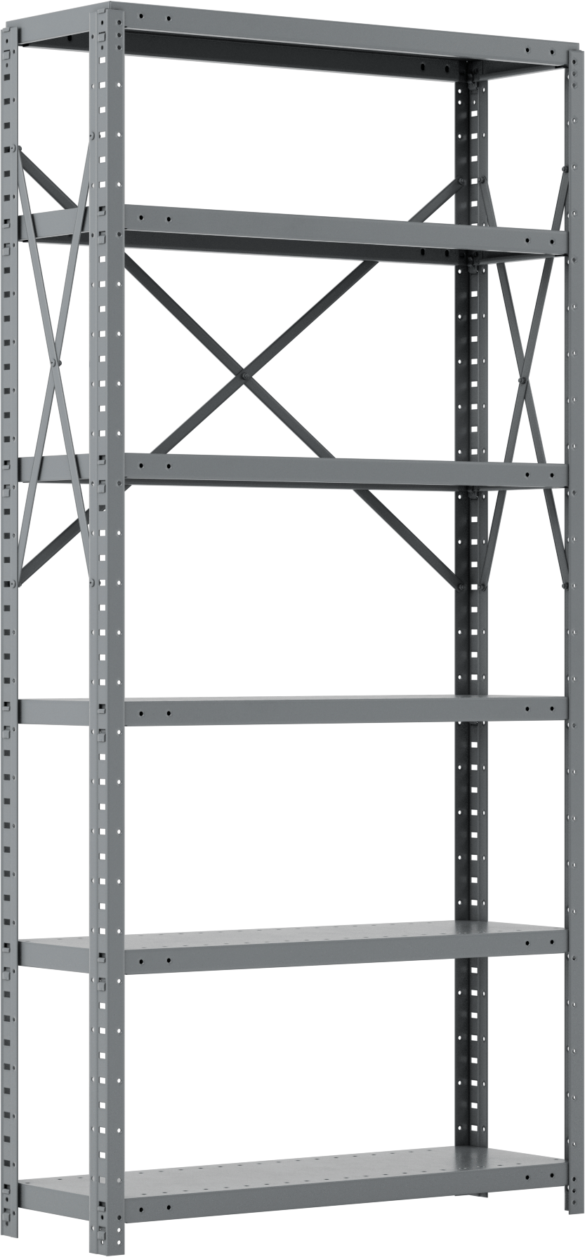 Standart Hizmet Raf, 6 Raflı Açık, 36" Genişlik x 75" Yükseklik x 12" Derinlik
