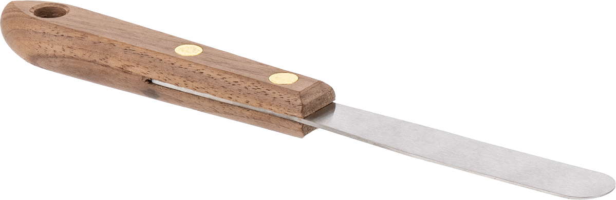 Yuvarlak Uçlu Paslanmaz Çelik Spatula, Ahşap Saplı, 5/8" Genişlik x 3" Uzunluk Bıçak