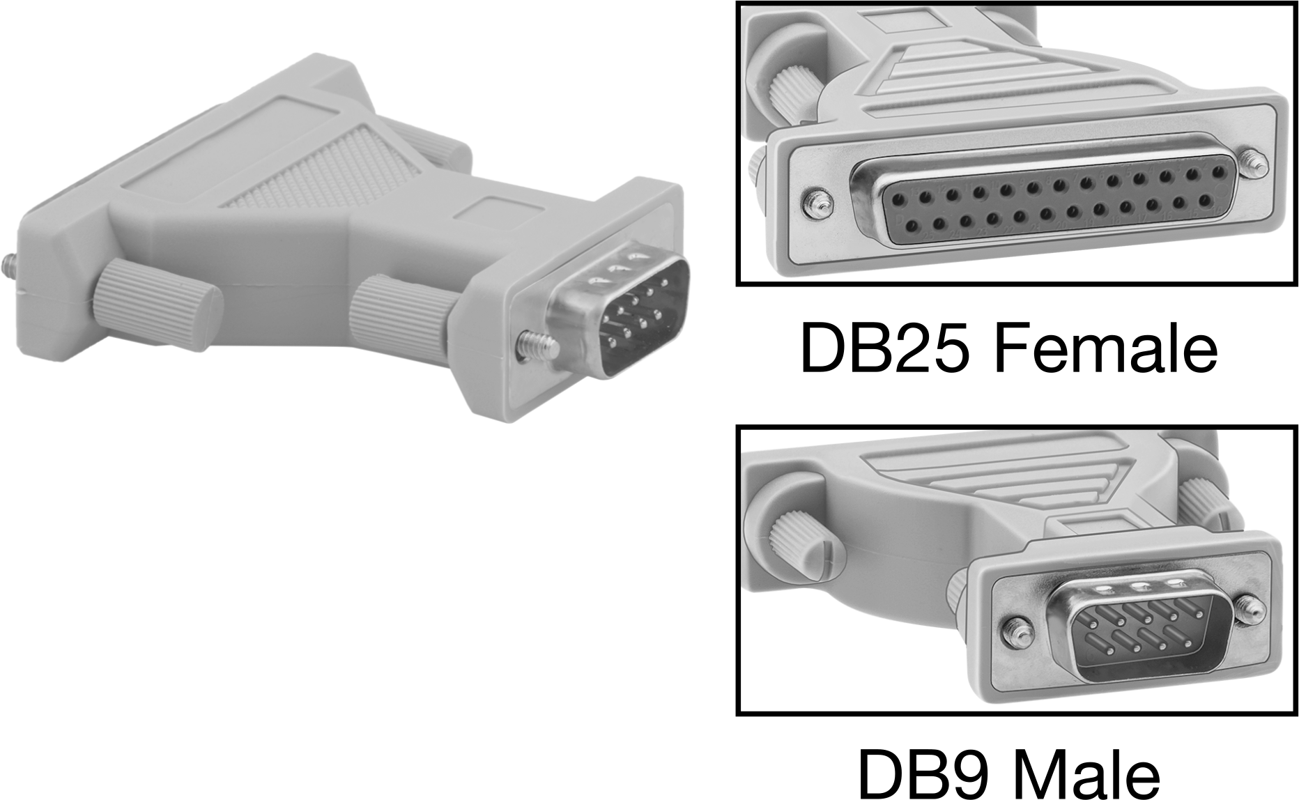 DB9 Erkek x DB25 Dişi Adaptör — Adaptör, Düz, Plastik