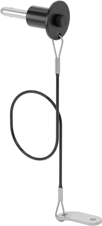 Topuz Tutamaklı Basmalı Düğme Hızlı Açma Pimi, Kordonlu, 3/16" Çap, 1/2" Kullanılabilir Uzunluk