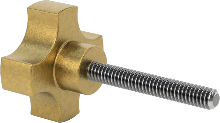 1/4"-20 Dişli 1-3/4" Uzunluğunda Saplamalı Pirinç 4 Kollu Düğme