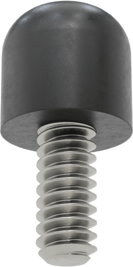 SBR Kauçuk Dişli Saplamalı Tamponlar, 4-40 Diş Boyutu, 1/4" Diş Uzunluğu, 1/4" Dış Çap, Durometre 40A