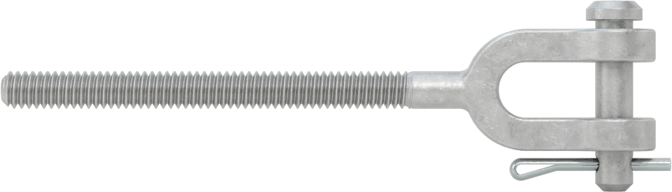 Dövme Galvanizli Çelik Gerdirme - Kaldırma Amaçlı Değildir, Çatal Uç, 1/4"-20, Sol Yönlü Diş, 4-3/8" Toplam