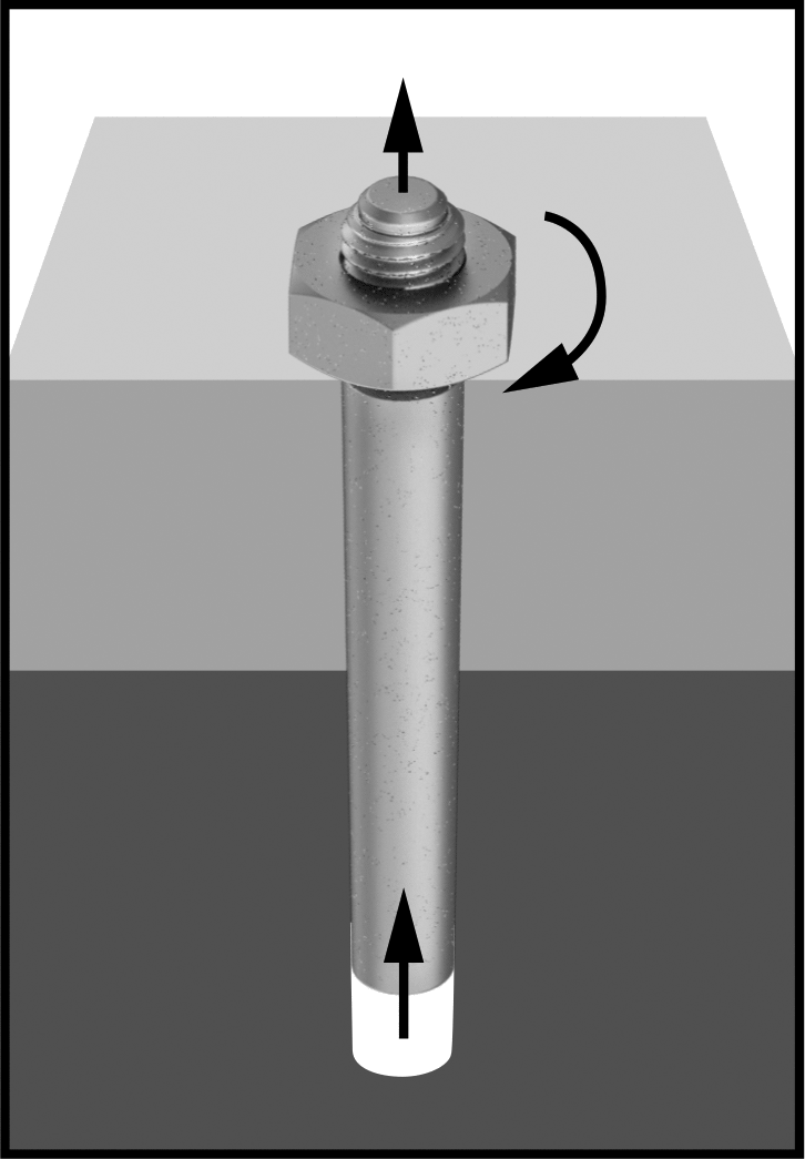 Tighten the nut to draw the pin out of the hole.