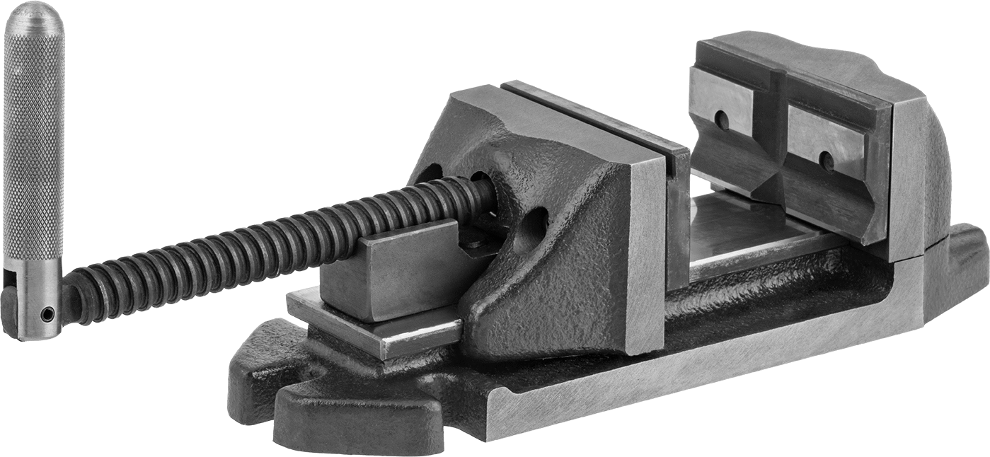 Hızlı Sıkıştırmalı Matkap Pres Mengene, Sabit Taban, Vidalı Çene Kilidi, 3" Genişlik x 1-1/2" Yükseklik Çeneler