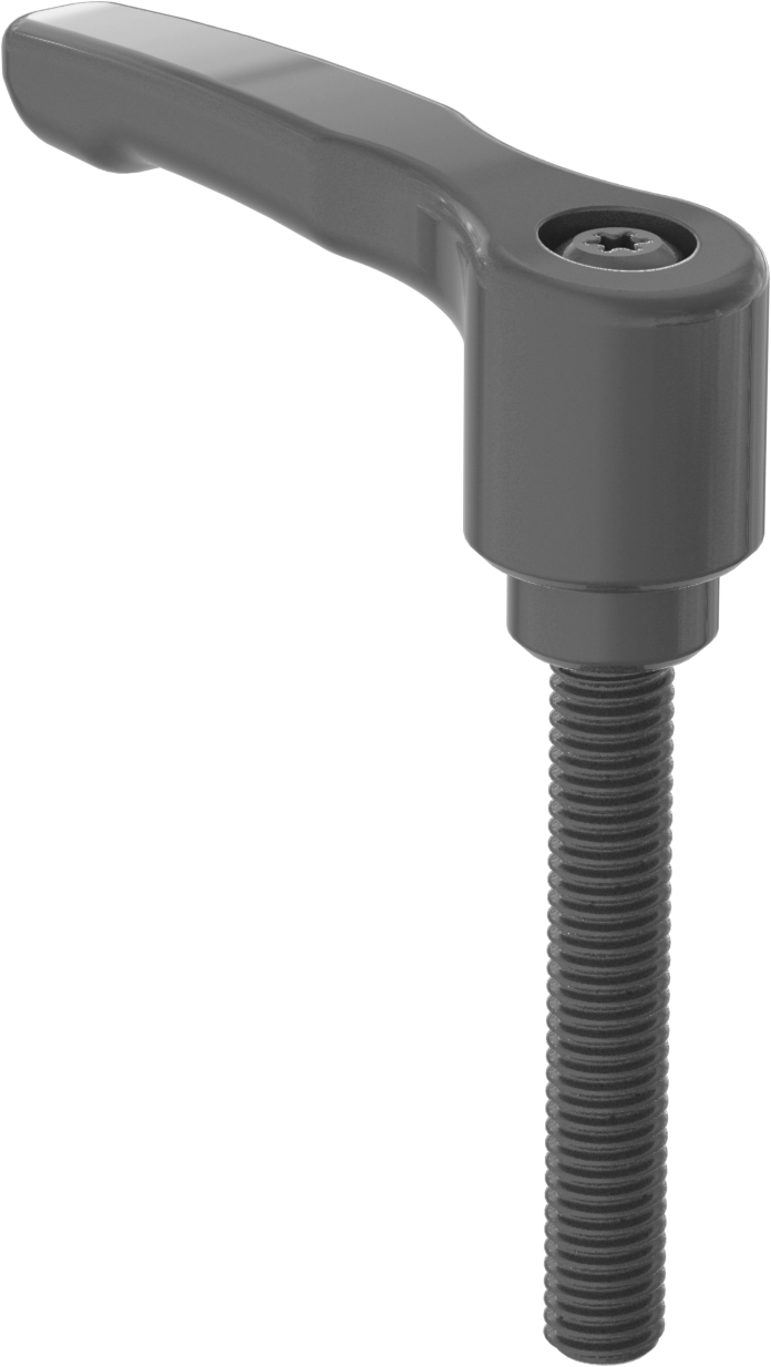 Düşük Profilli Ayarlanabilir Tutamak, M8 x 1.25 mm Dişli 50 mm Uzunlukta Saplama, Siyah Çinko — M8, Dişli Saplama, Ayarlanabilir
