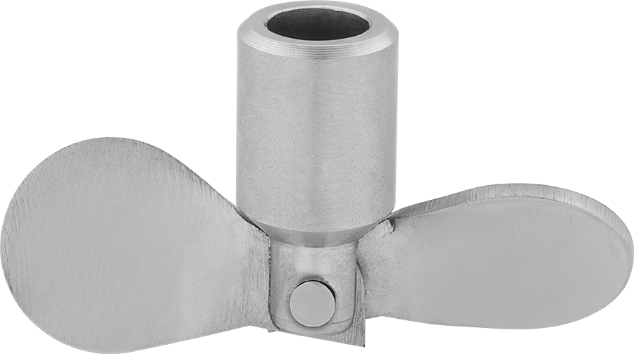 5/8" Şaft için Katlanabilir 2" Mikser Pervanesi — 3 3⁄4", Saat Yönünde, Saat Yönünün Tersine, 316 Stainless Steel, Stainless Steel