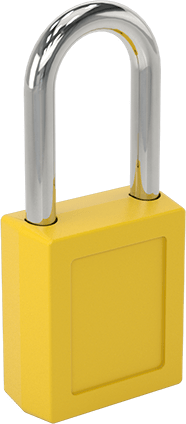 Etiketli Ekstra Boşluklu Kilitli Asma Kilit, Master Lock 410-Sarı Gövde, #By3 Anahtara Uyumlu Anahtar