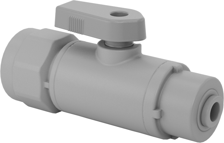 İçme Suyu için Açma/Kapama Vanası, Polipropilen Dirsek, 1/2 NPT Dişi x 1/4" Dış Çaplı Tüp için Bas-Bağlan