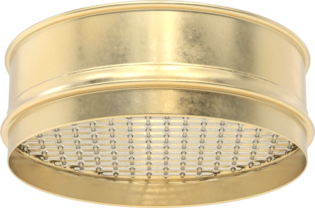 Büyük Malzemeler için Elek, Pirinç Çerçeve, 8" Çap x 2" Derinlik, 10 mm Açıklık Boyutu