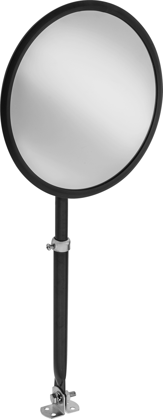 Teleskopik Kollu Dışbükey Ayna, Emaye Kaplı Çelik Arka Yüzeyli Akrilik Plastik, 8" Çap — Yuvarlak, Akrilik Plastik, Enamel-Coated Steel