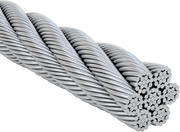 Galvanizli Çelik Tel Halat, Ekstra Esnek, 7 x 19, 3/32" Çap, Yağlanmış